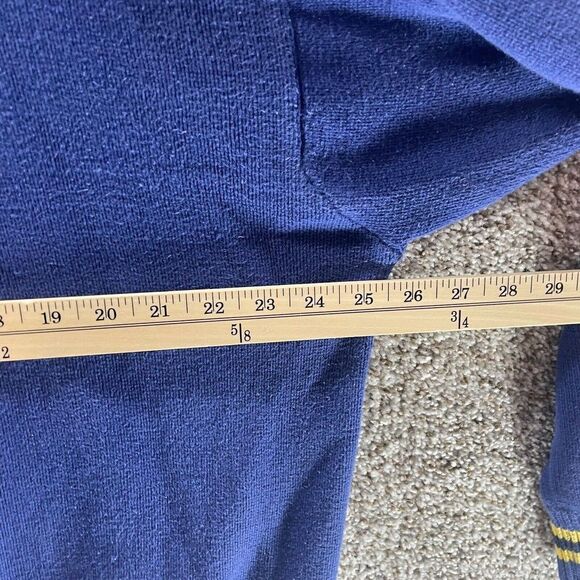 Vintage Izod Sweater Mens Extra Large Blue Yellow Quarter Zip Pullover Cotton - Picture 7 of 11